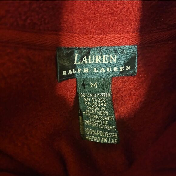 VTG 90s LAUREN RALPH LAUREN Monogram Crest Fleece 1/4 Zip Sweater - Medium - Picture 8 of 8